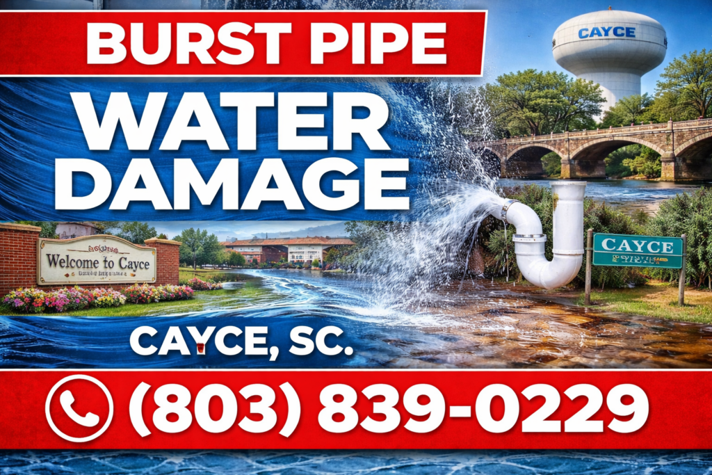 Cayce Burst pipe water damage
