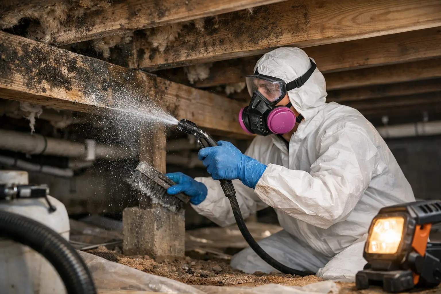 A Crawlspace Mold Removal Example That Shows the Work